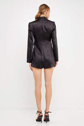 ENDLESS ROSE - Satin Blazer Romper - ROMPERS available at Objectrare