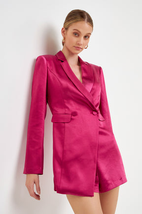 ENDLESS ROSE - Satin Blazer Romper - ROMPERS available at Objectrare
