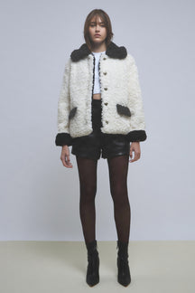 ENDLESS ROSE - Colorblock Sherpa Jacket - OUTERWEAR available at Objectrare