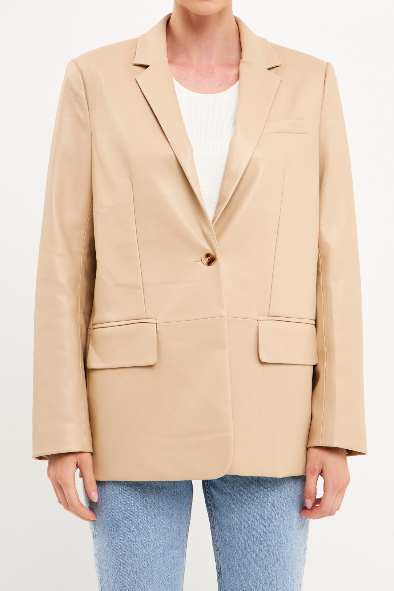ENDLESS ROSE - Faux Leather Blazer - BLAZERS available at Objectrare