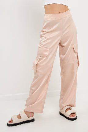 GREY LAB - Straight-Leg Satin Cargo Pants - PANTS available at Objectrare