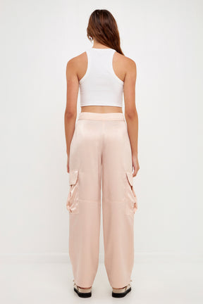 GREY LAB - Straight-Leg Satin Cargo Pants - PANTS available at Objectrare