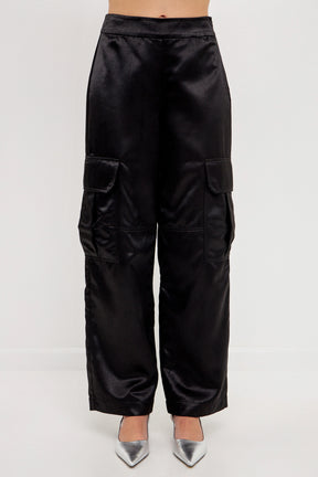 GREY LAB - Straight-Leg Satin Cargo Pants - PANTS available at Objectrare