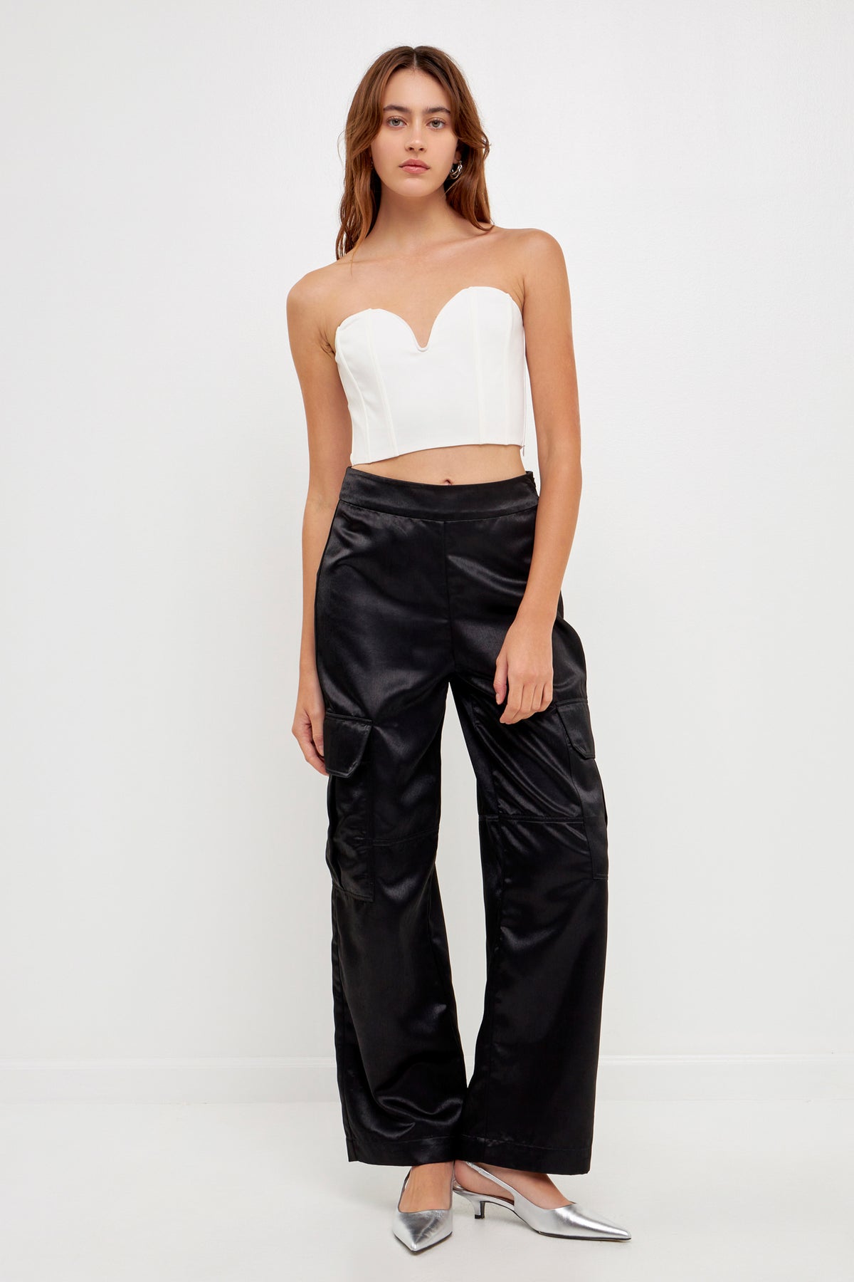 GREY LAB - Grey Lab - Straight-Leg Satin Cargo Pants - PANTS available at Objectrare