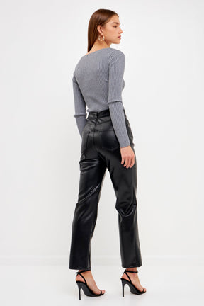 ENDLESS ROSE - V-neck Wrap Knit Top - TOPS available at Objectrare
