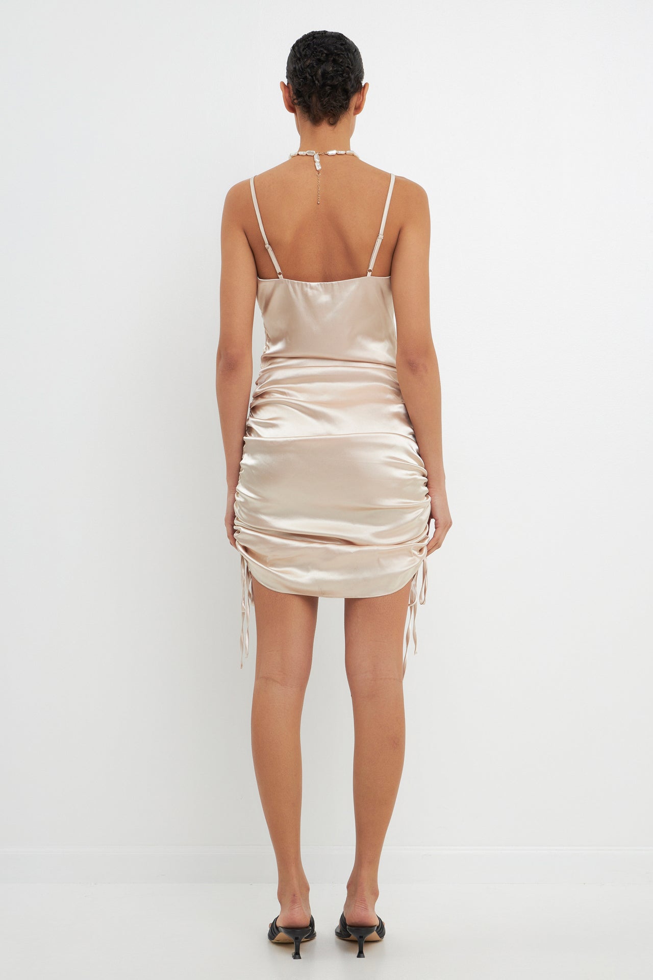 GREY LAB - Satin Ruched Mini Dress - DRESSES available at Objectrare