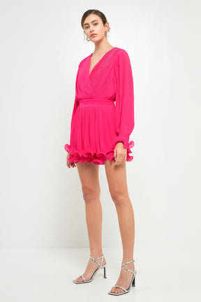 ENDLESS ROSE - Pleated Long-Sleeve Romper - ROMPERS available at Objectrare