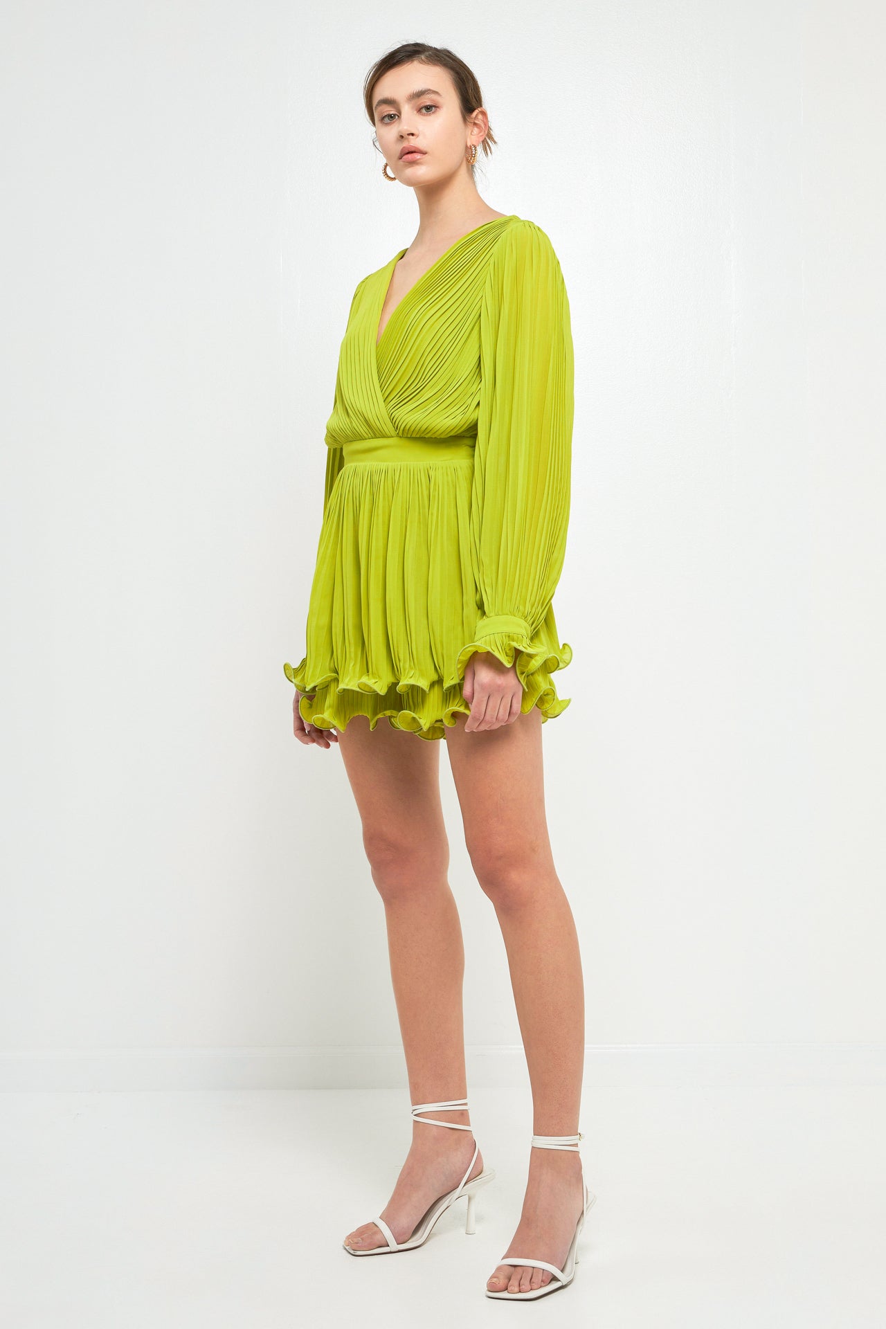 ENDLESS ROSE - Pleated Long-Sleeve Romper - ROMPERS available at Objectrare