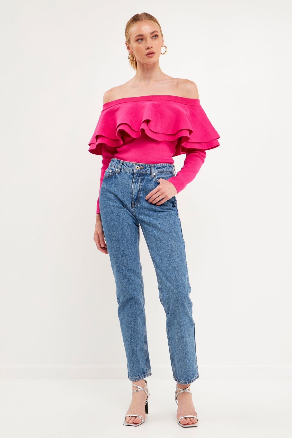 ENDLESS ROSE - Off-The-Shoulder Knit Top - TOPS available at Objectrare