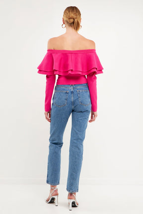 ENDLESS ROSE - Off-The-Shoulder Knit Top - TOPS available at Objectrare