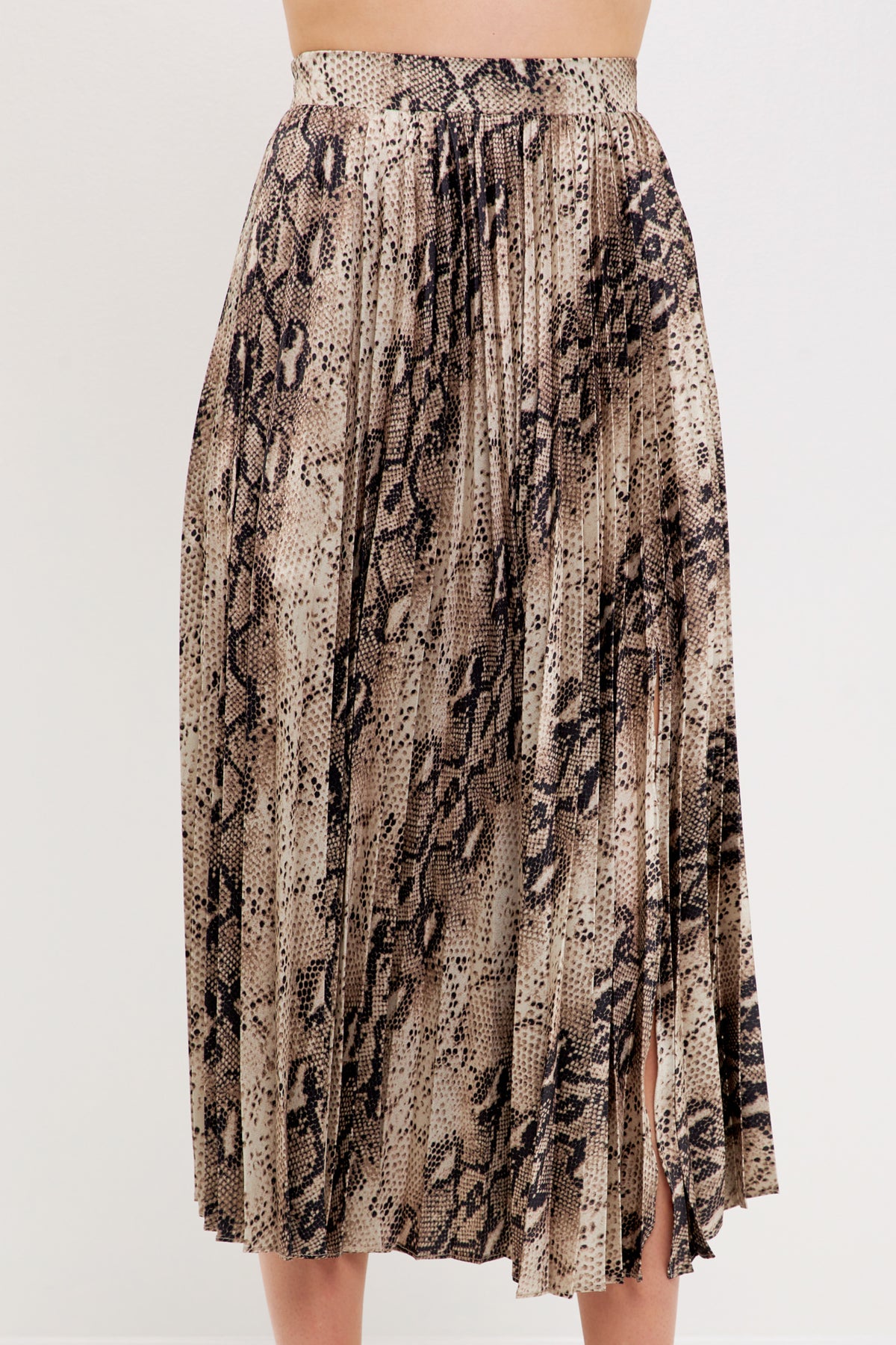 ENDLESS ROSE - Snakeskin Pleated Midi Skirt - SKIRTS available at Objectrare