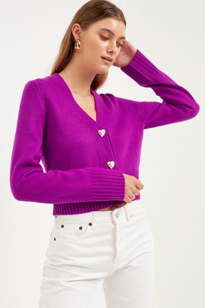 ENDLESS ROSE - Heart Button Cardigan - SWEATERS & KNITS available at Objectrare