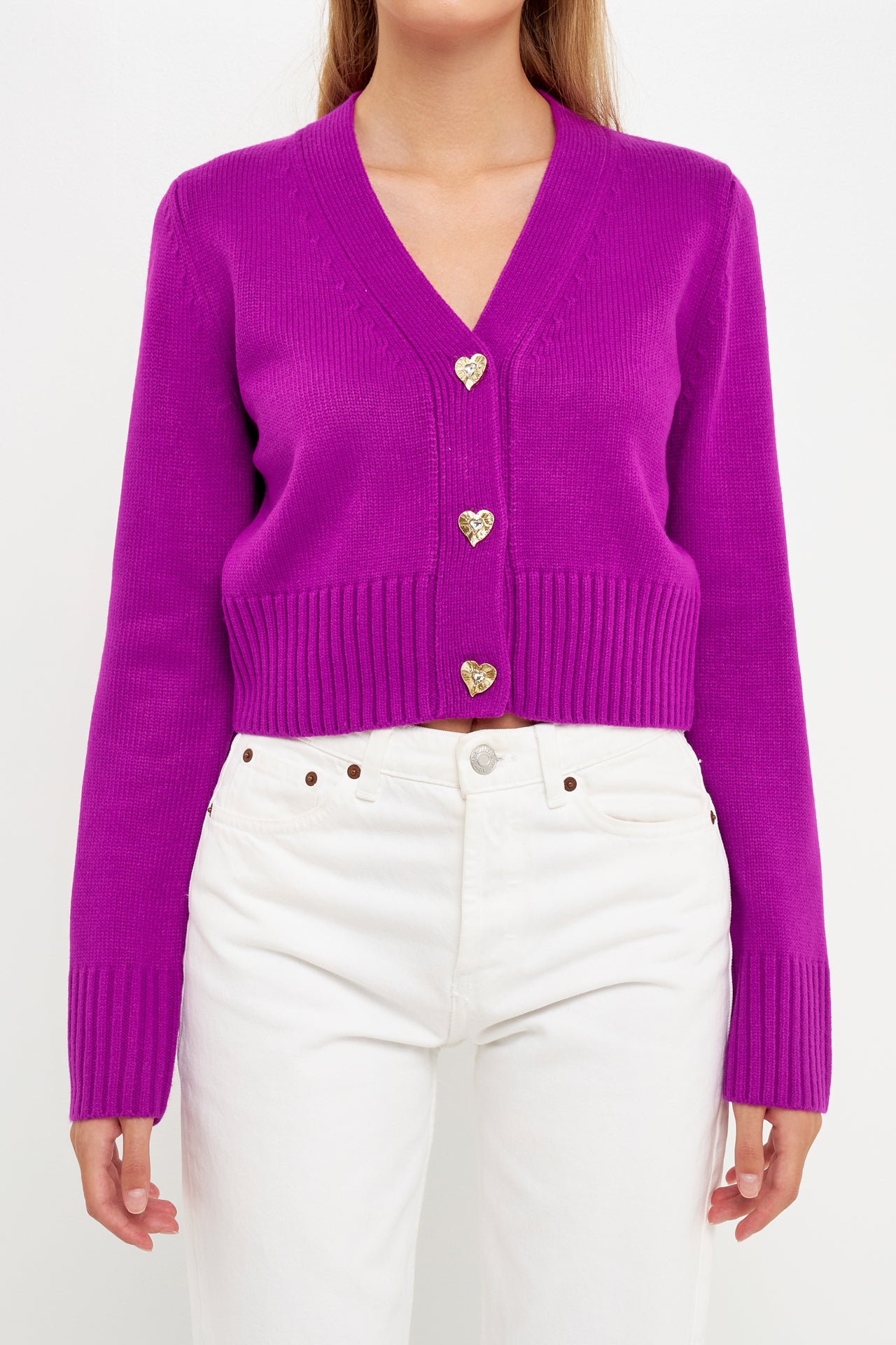 ENDLESS ROSE - Heart Button Cardigan - SWEATERS & KNITS available at Objectrare