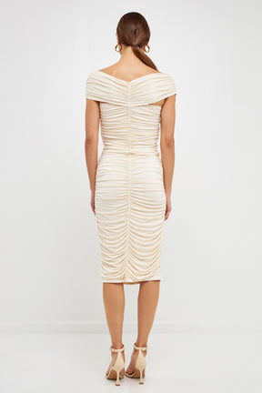ENDLESS ROSE - Ruched Bodycon Midi Dress - DRESSES available at Objectrare