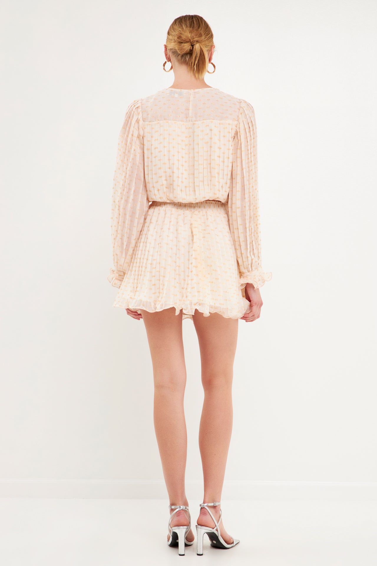 ENDLESS ROSE - Dot Pleated Blouson Crop Top - SHIRTS & BLOUSES available at Objectrare