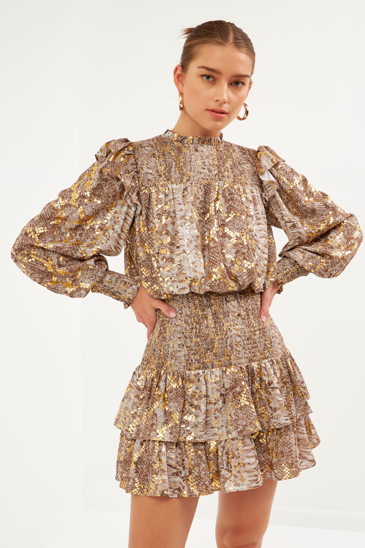 ENDLESS ROSE - Metallic Animal Print Mini Dress - DRESSES available at Objectrare