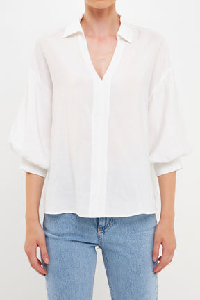 ENGLISH FACTORY - V-neckline Drop Shoulder Blouse - SHIRTS & BLOUSES available at Objectrare