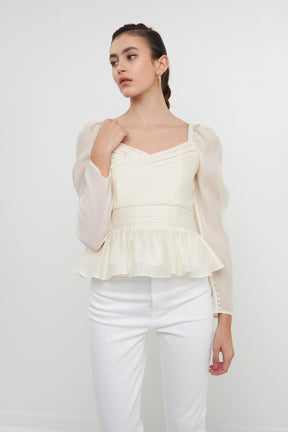 ENDLESS ROSE - Long-Sleeve Peplum Top - TOPS available at Objectrare