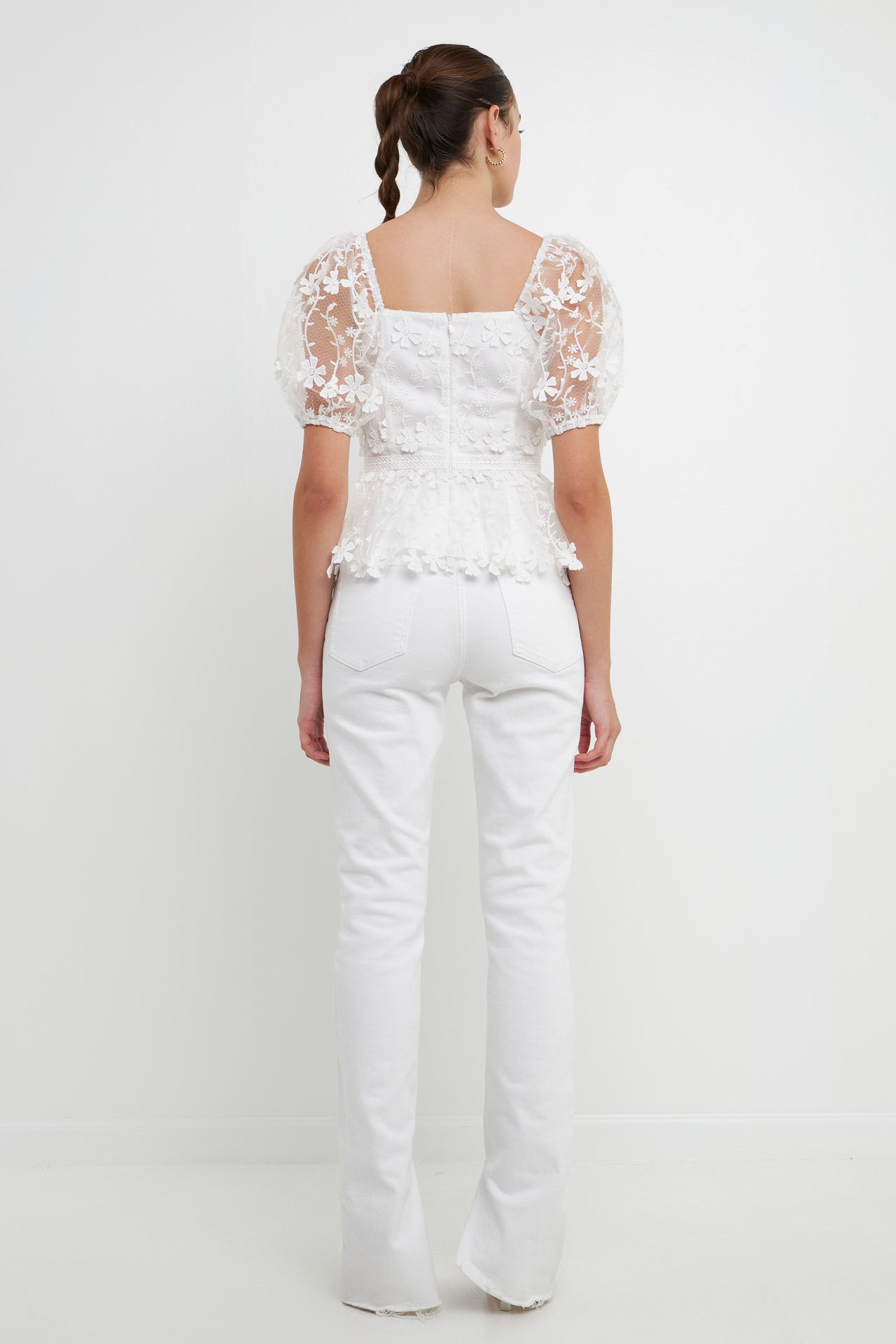 ENDLESS ROSE - Floral Embroidered Lace Peplum Top - TOPS available at Objectrare