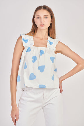 ENGLISH FACTORY - Heart Shape Ruffled Strap Top - TOPS available at Objectrare