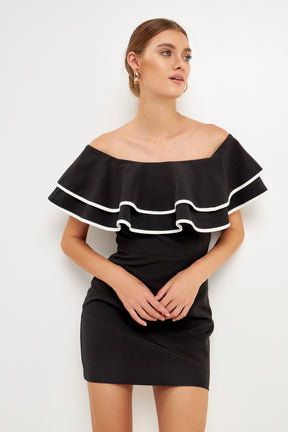 ENDLESS ROSE - Off-The-Shoulder Ruffle Mini Dress - DRESSES available at Objectrare