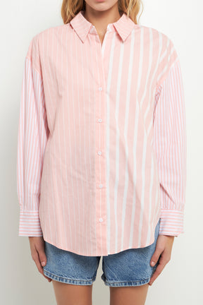 ENGLISH FACTORY - Striped Button-Up Shirt - SHIRTS & BLOUSES available at Objectrare