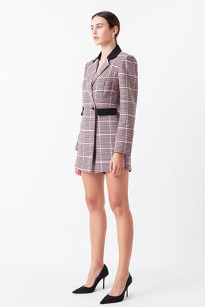 ENDLESS ROSE - Houndstooth Contrast Romper - ROMPERS available at Objectrare