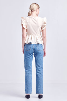 ENGLISH FACTORY - Square Neckline Ruffled Top - TOPS available at Objectrare