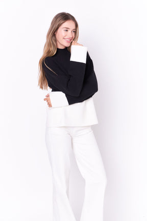 ENGLISH FACTORY - Bicolor High Collar Sweater - SWEATERS & KNITS available at Objectrare