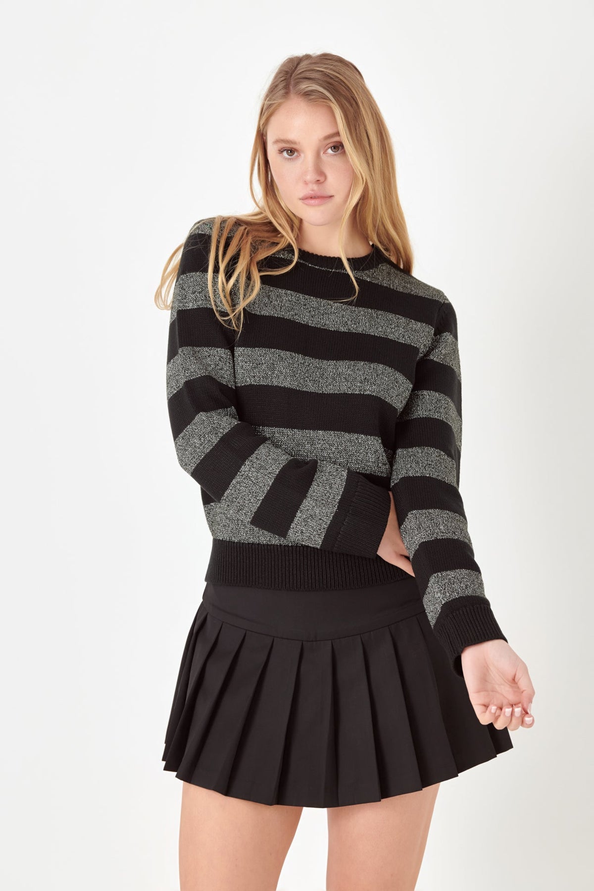 ENGLISH FACTORY - Mixed Lurex Stripe Knit Top - TOPS available at Objectrare