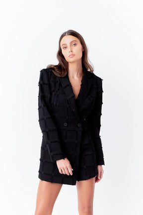 ENDLESS ROSE - Textured Blazer Romper - ROMPERS available at Objectrare