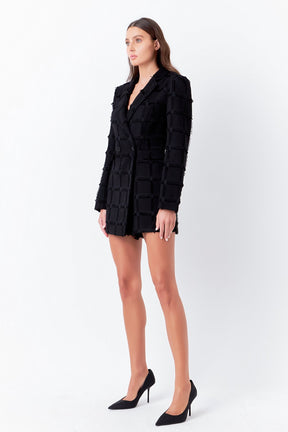 ENDLESS ROSE - Textured Blazer Romper - ROMPERS available at Objectrare