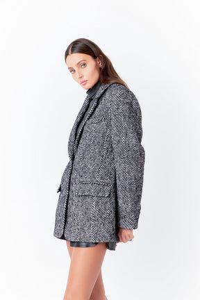 ENDLESS ROSE - Herringbone Oversize Blazer - BLAZERS available at Objectrare