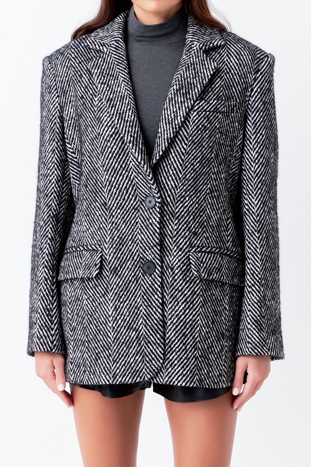 ENDLESS ROSE - Herringbone Oversize Blazer - BLAZERS available at Objectrare