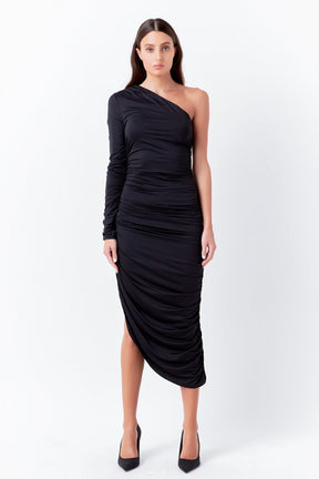 ENDLESS ROSE - Asymmetrical Knit Midi Dress - DRESSES available at Objectrare