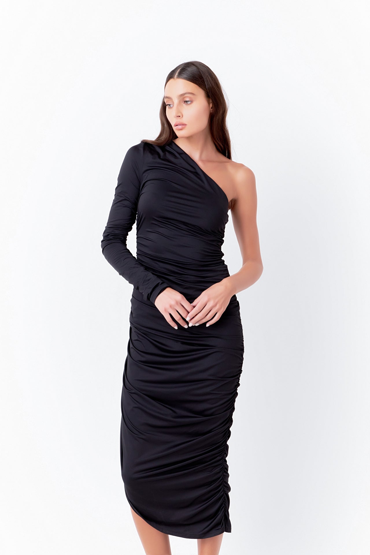 ENDLESS ROSE - Asymmetrical Knit Midi Dress - DRESSES available at Objectrare