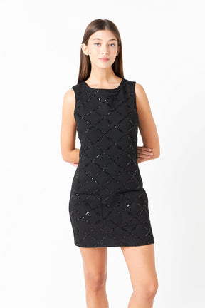 ENDLESS ROSE - Tweed Sleeveless Mini Dress - DRESSES available at Objectrare