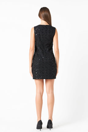 ENDLESS ROSE - Tweed Sleeveless Mini Dress - DRESSES available at Objectrare