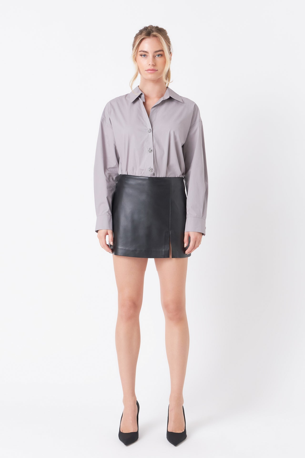 ENDLESS ROSE - Oversize Button Collared Shirt - SHIRTS & BLOUSES available at Objectrare