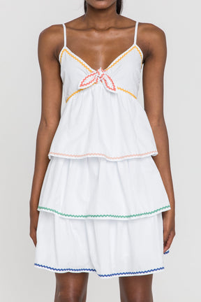 ENGLISH FACTORY - Color Block Wave Trim 3 Tiered Dress - DRESSES available at Objectrare