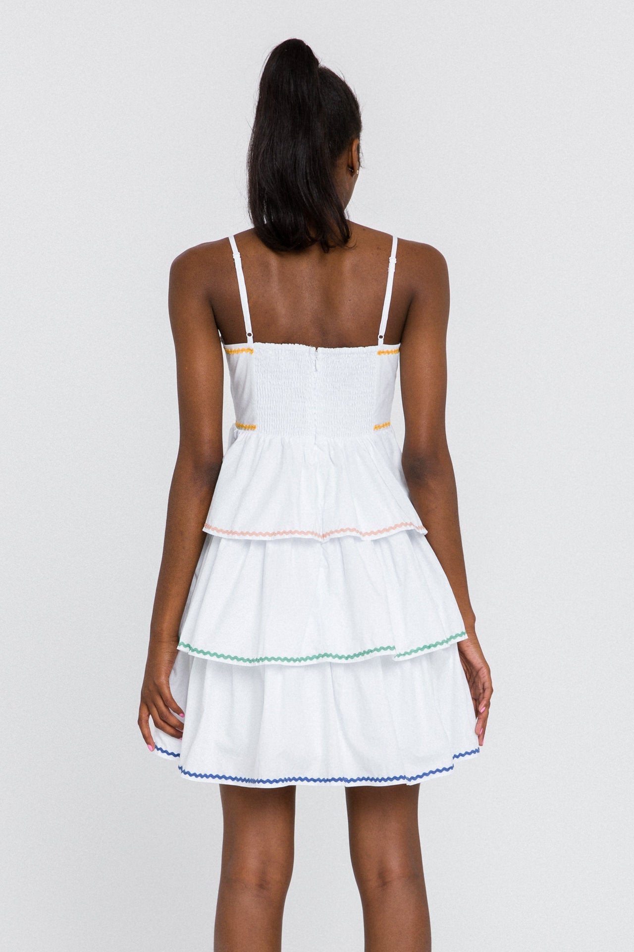 ENGLISH FACTORY - Color Block Wave Trim 3 Tiered Dress - DRESSES available at Objectrare