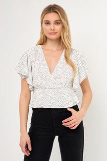 ENGLISH FACTORY - Dotted Wrapped Top - TOPS available at Objectrare