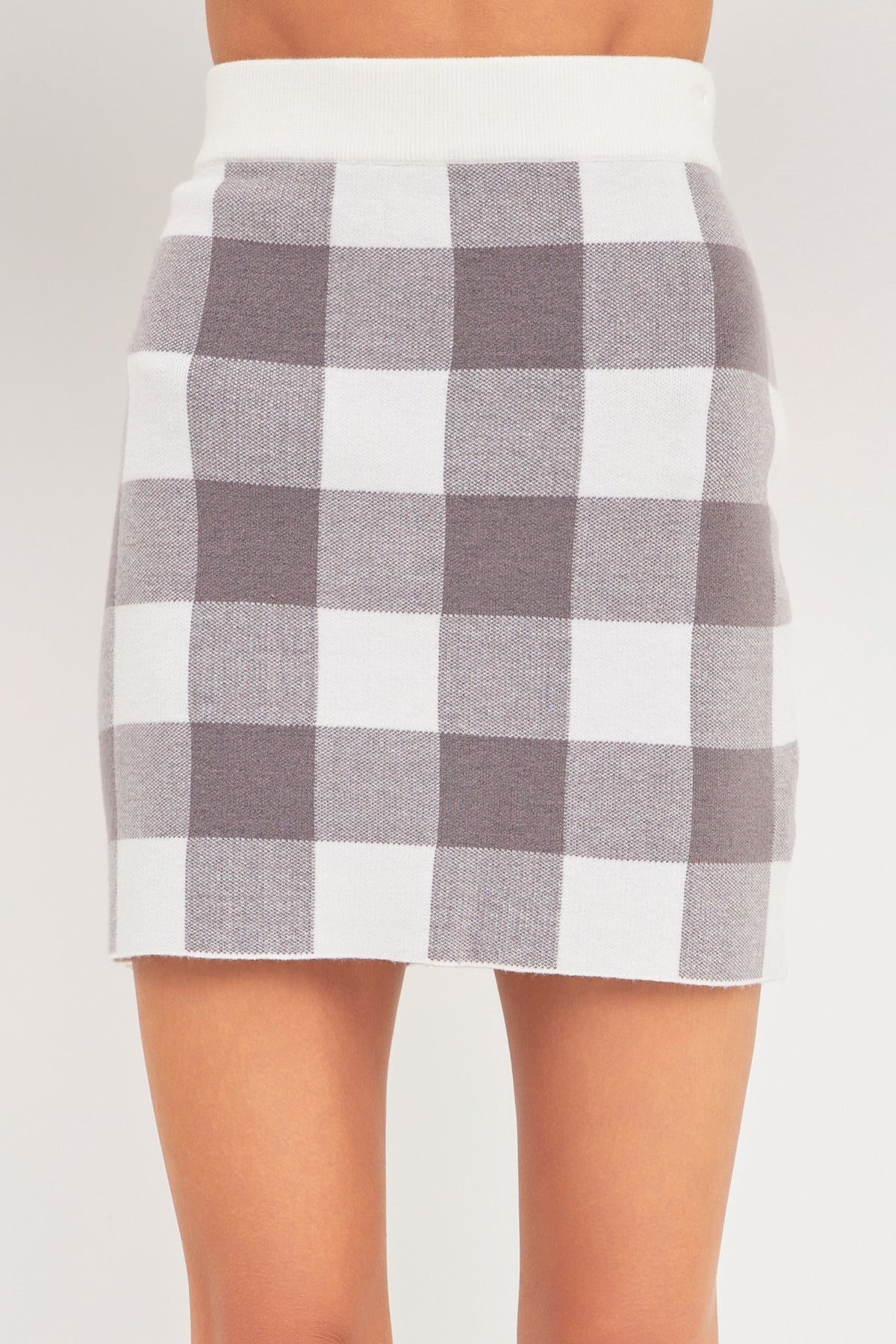 ENGLISH FACTORY - Multi Gingham Knit Mini Skirt - SKIRTS available at Objectrare