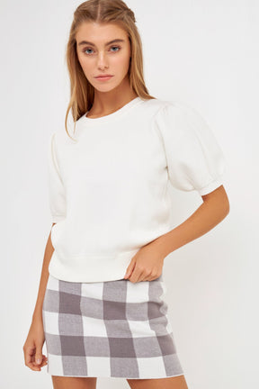 ENGLISH FACTORY - Multi Gingham Knit Mini Skirt - SKIRTS available at Objectrare