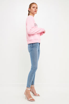 ENDLESS ROSE - Lettering Beads Sweatshirt - SWEATERS & KNITS available at Objectrare