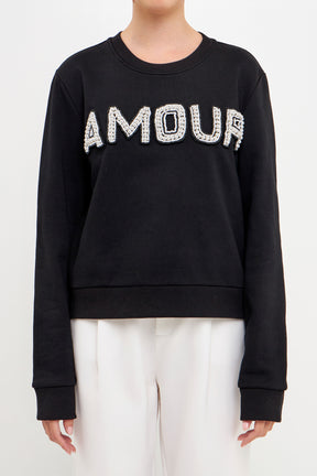 ENDLESS ROSE - Beaded Amour Sweatshirt - HOODIES & SWEATSHIRTS available at Objectrare