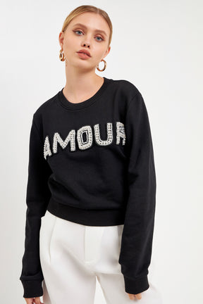 ENDLESS ROSE - Beaded Amour Sweatshirt - HOODIES & SWEATSHIRTS available at Objectrare