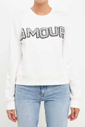 ENDLESS ROSE - ENDLESS ROSE - Beaded Amour Sweatshirt - HOODIES & SWEATSHIRTS available at Objectrare