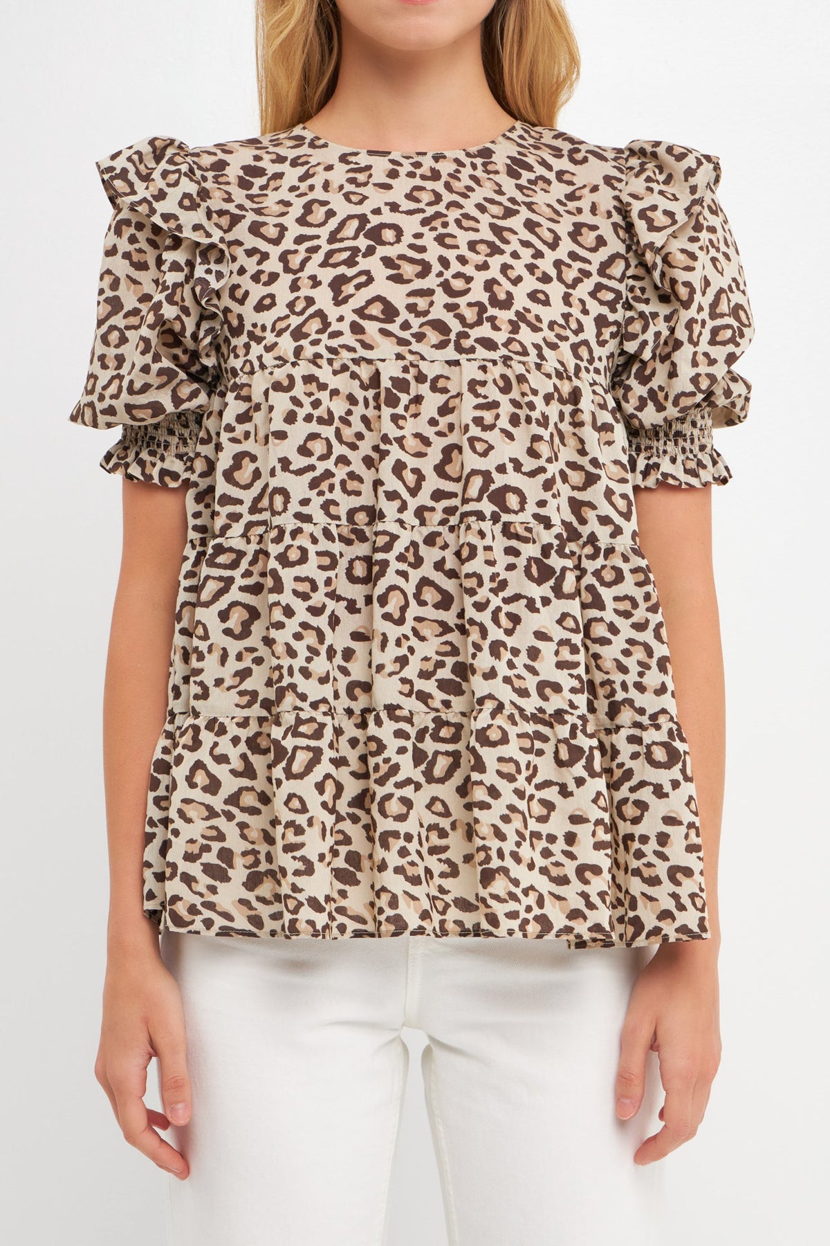 FREE THE ROSES - Animal Print Tiered Blouse - SHIRTS & BLOUSES available at Objectrare