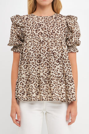 FREE THE ROSES - Free The Roses - Animal Print Tiered Blouse - SHIRTS & BLOUSES available at Objectrare